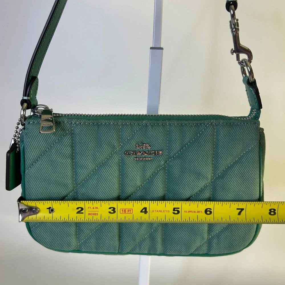 Coach Nolita 19 Green Quilted Denim Wristlet Shoulder Bag Excellent